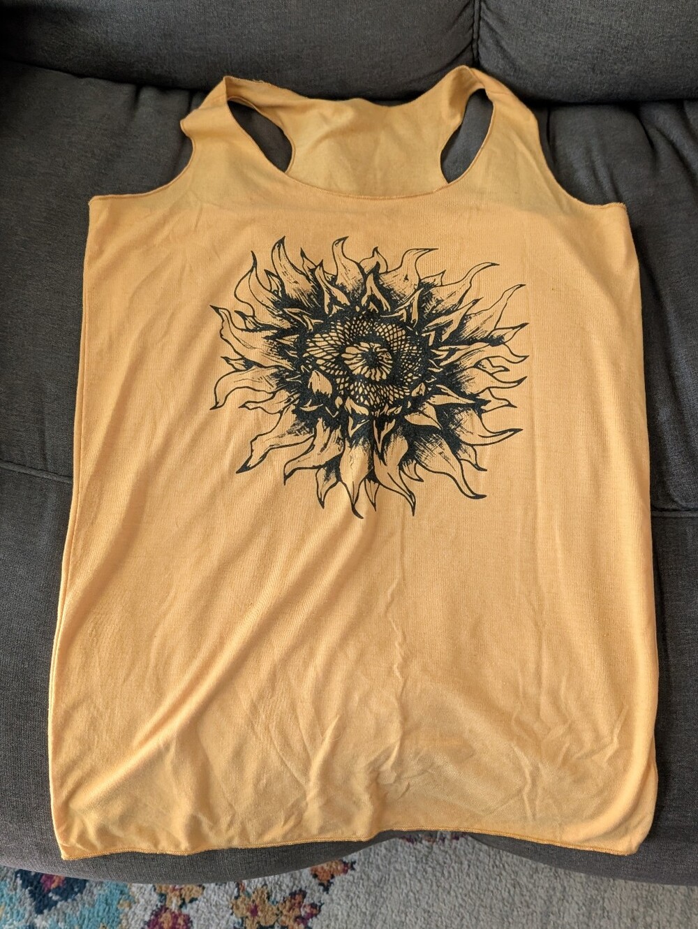 Sunflower Graphic Racerback Tank Top - Mustard